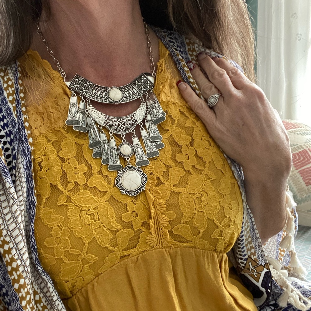 Boho White Buffalo Stone Necklace